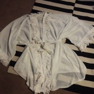 Plus size chiffon cover-up / top/ Robe kimono